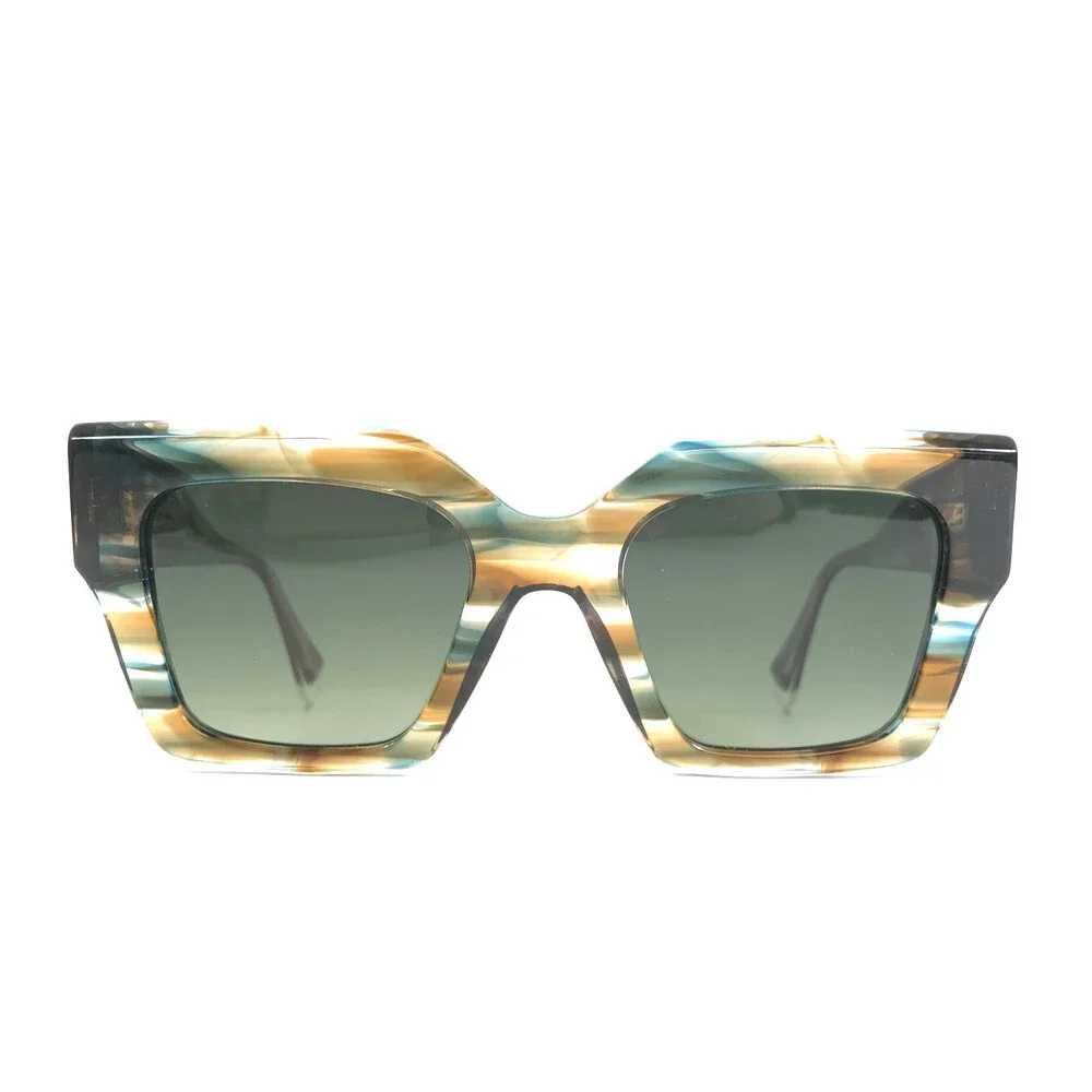 Gigi Studios Sunglasses KENDALL 6737G/0 Striped Brown Butterfly w/ Green Lenses